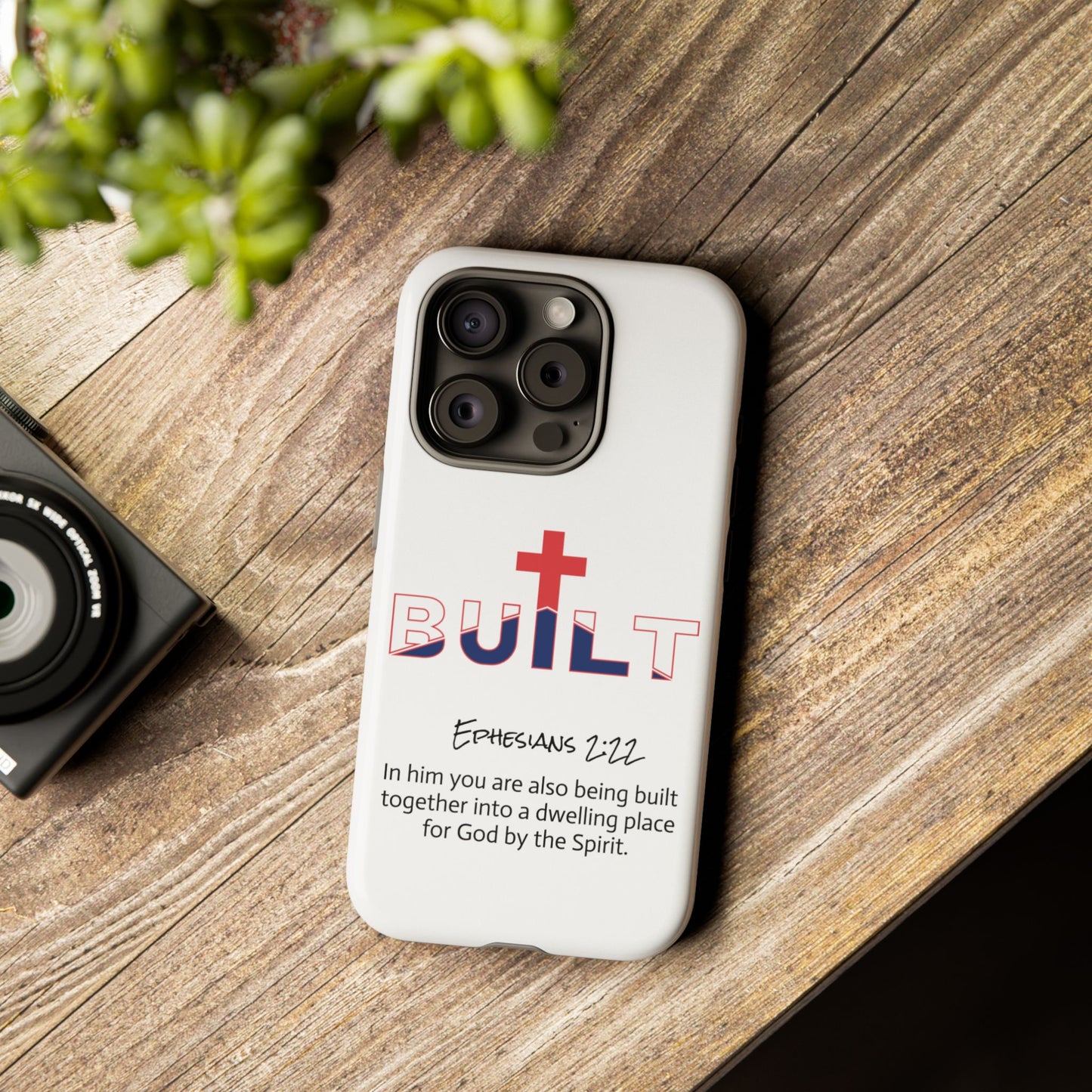 Built Cross Logo with Ephesians 2:22 Scripture Phone Case