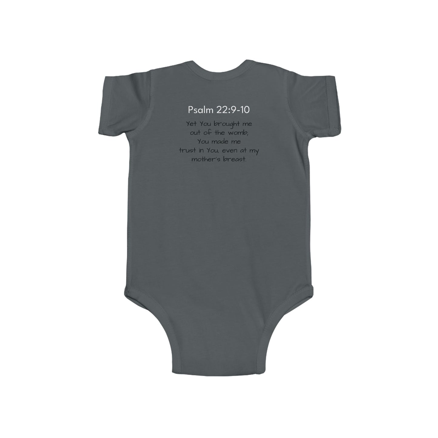 Infant Bodysuit — "Built" Cross Design with Psalm 22:9-10 Back (Baby Onesie)