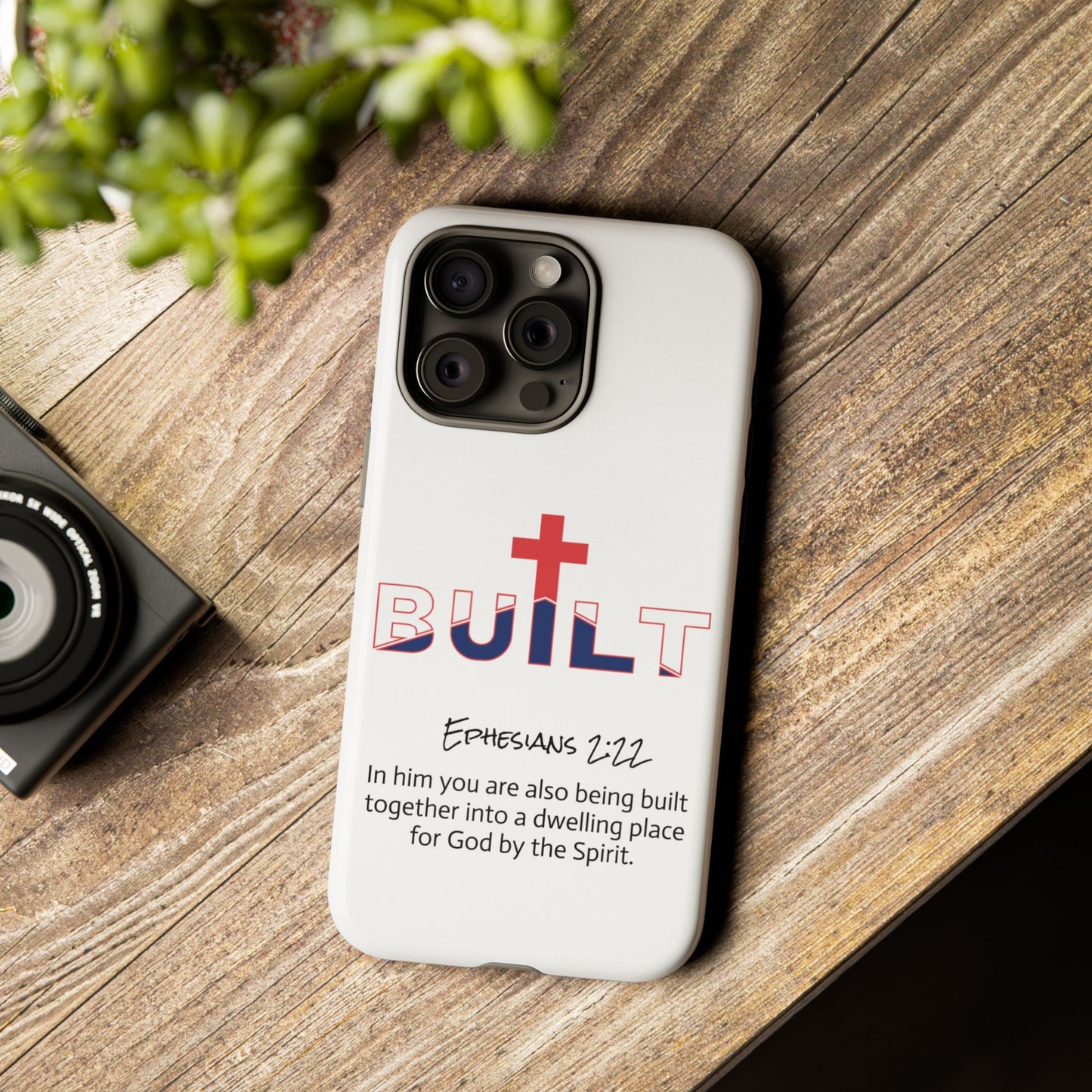 Built Cross Logo with Ephesians 2:22 Scripture Phone Case