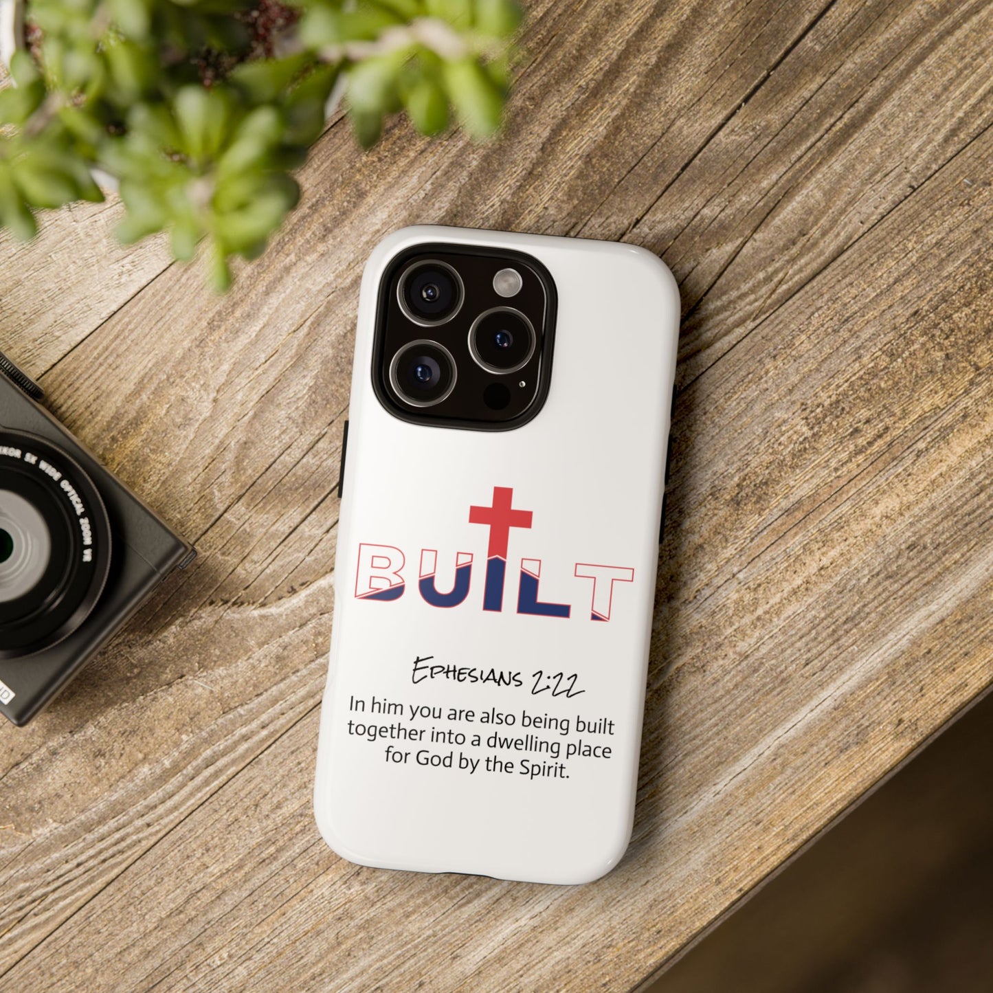 Built Cross Logo with Ephesians 2:22 Scripture Phone Case