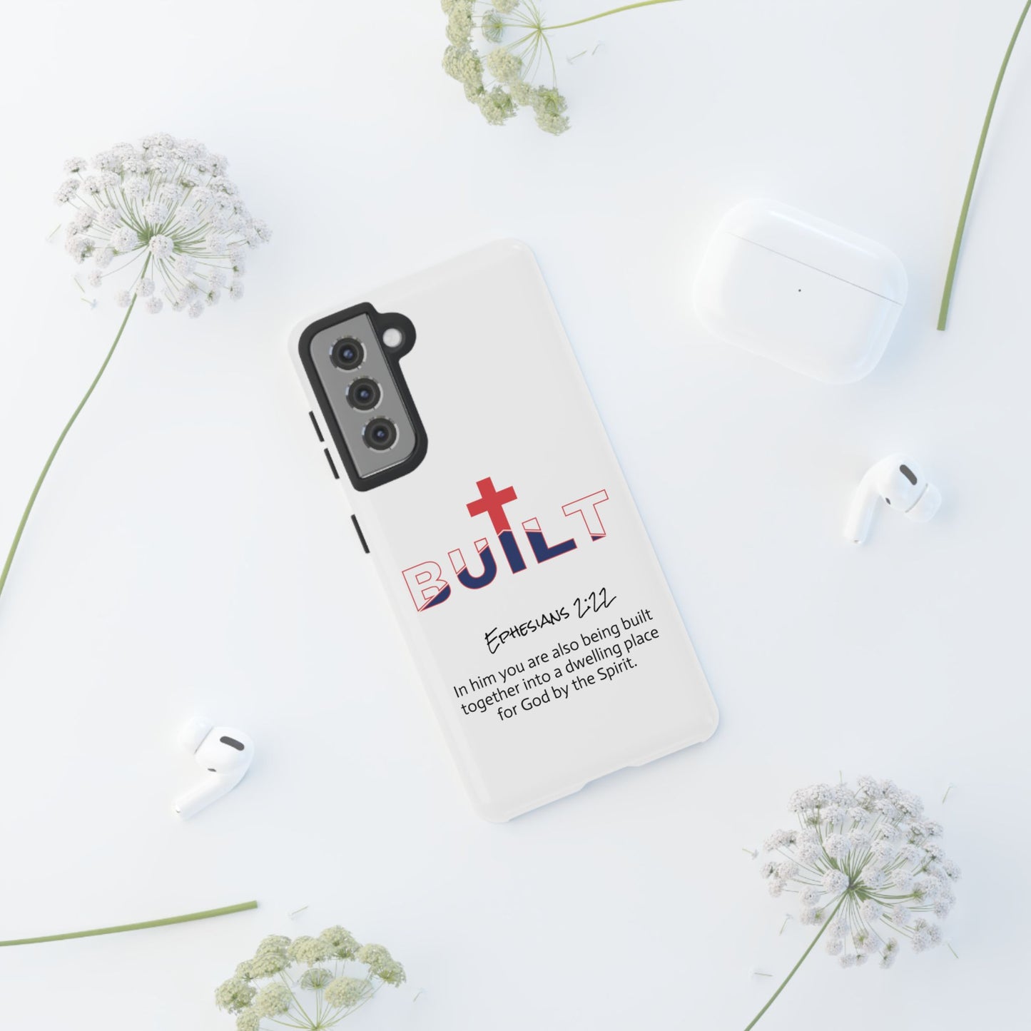 Built Cross Logo with Ephesians 2:22 Scripture Phone Case