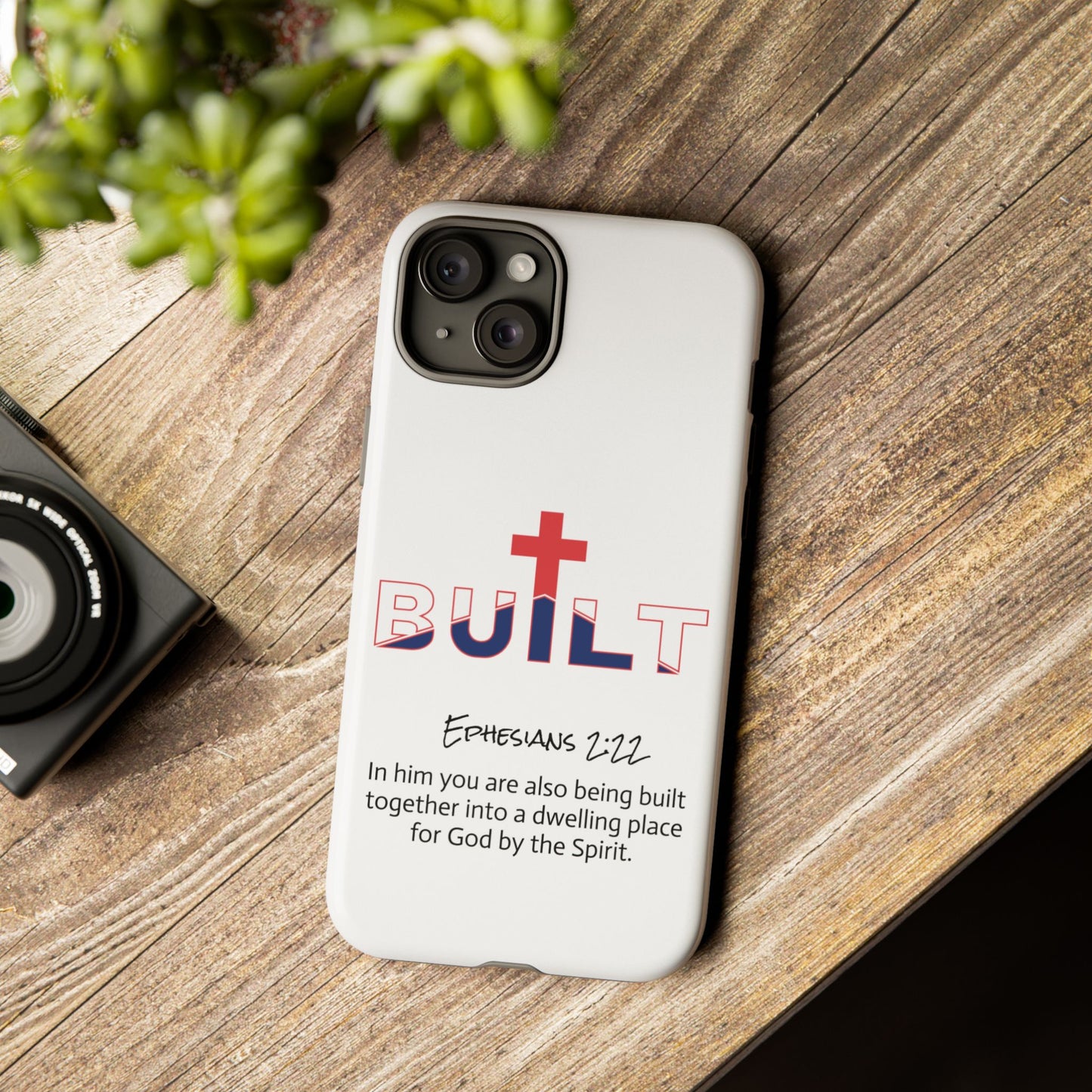 Built Cross Logo with Ephesians 2:22 Scripture Phone Case