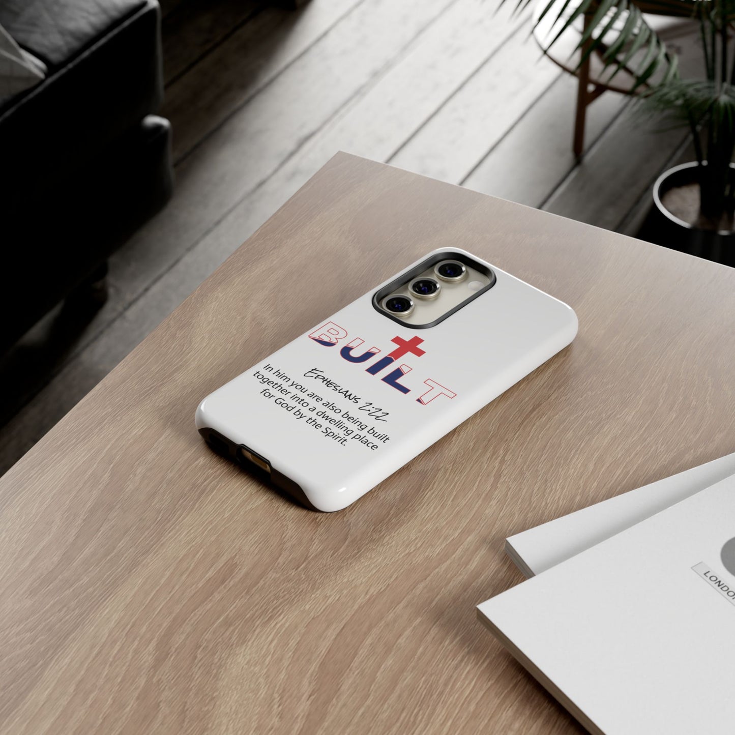 Built Cross Logo with Ephesians 2:22 Scripture Phone Case