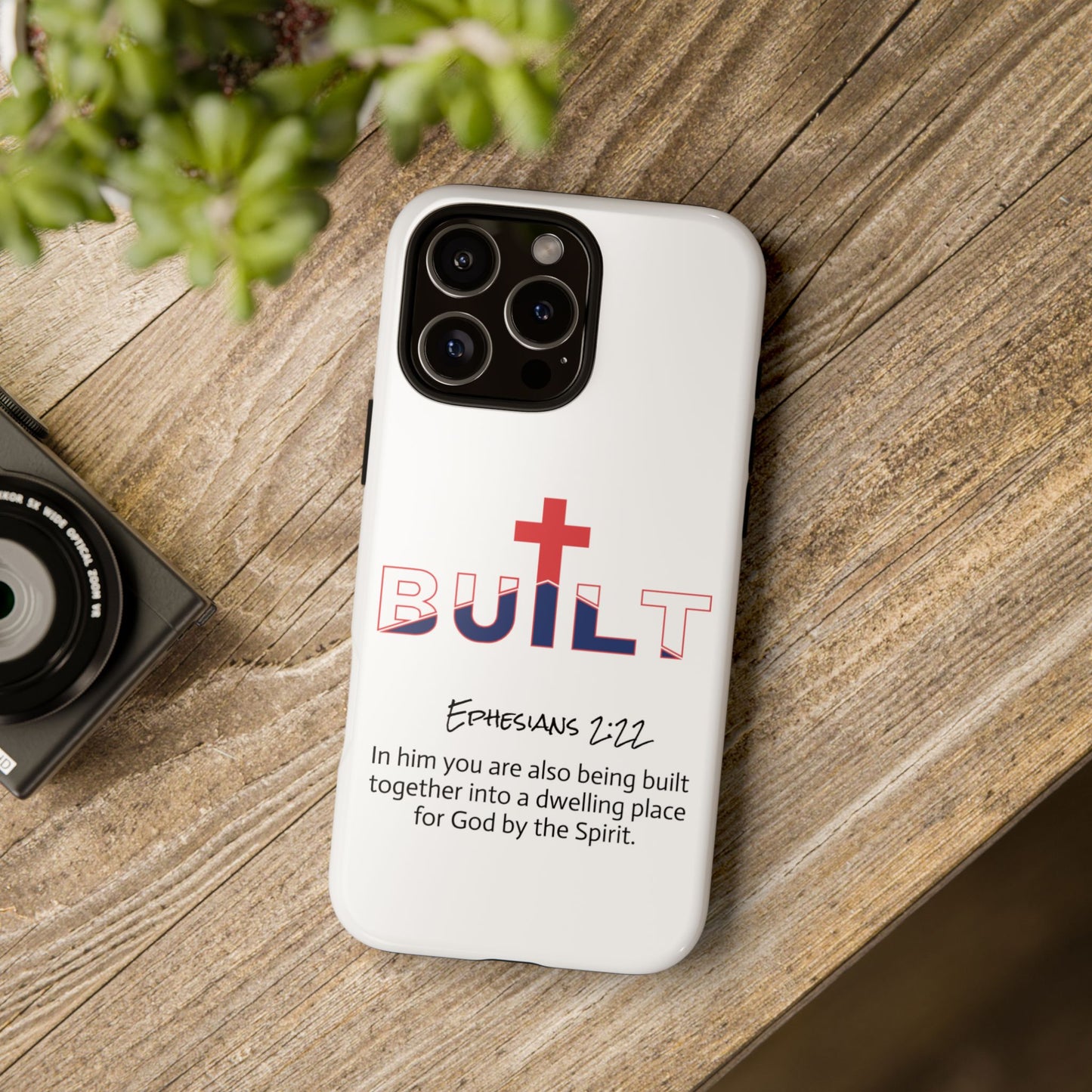 Built Cross Logo with Ephesians 2:22 Scripture Phone Case