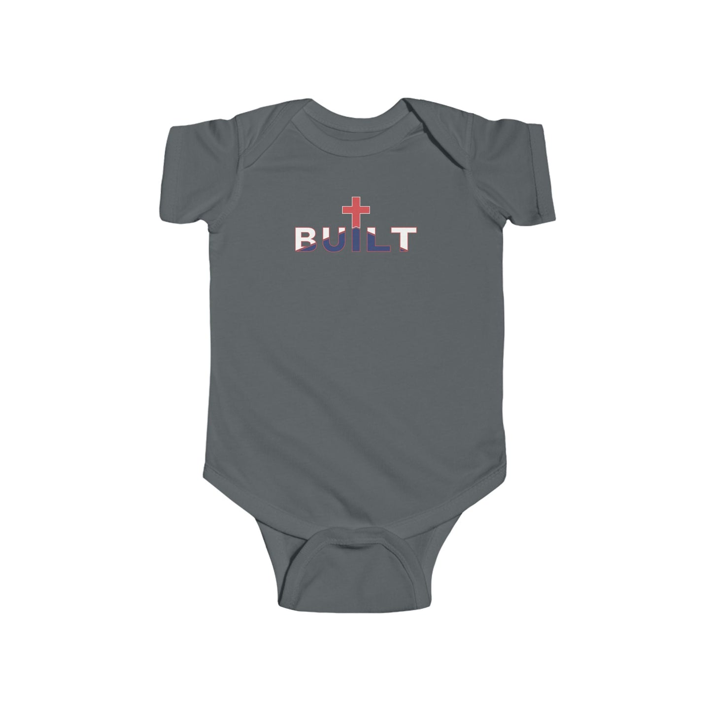 Infant Bodysuit — "Built" Cross Design with Psalm 22:9-10 Back (Baby Onesie)