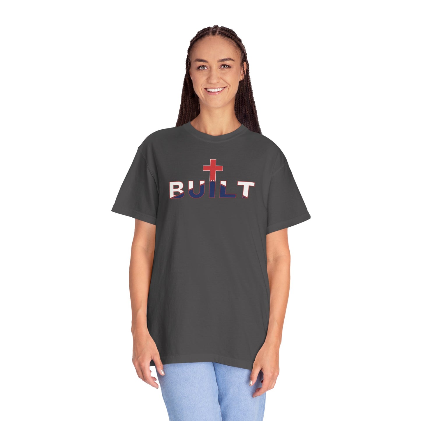 Built Cross T-Shirt - White Outline