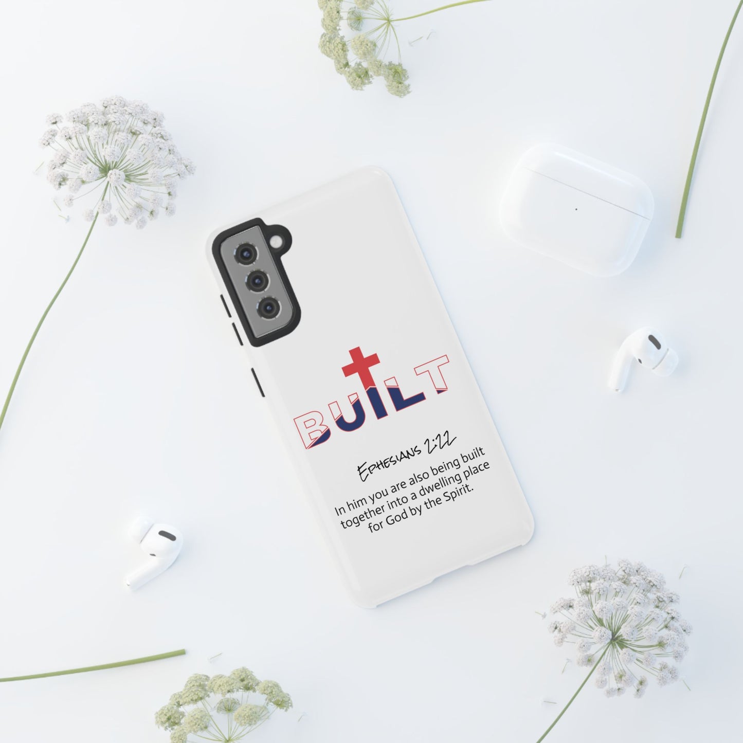 Built Cross Logo with Ephesians 2:22 Scripture Phone Case