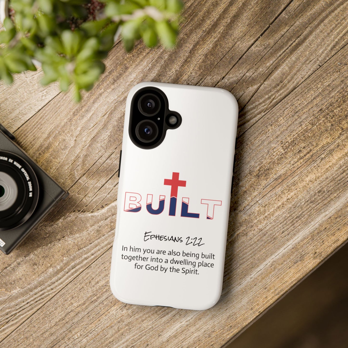 Built Cross Logo with Ephesians 2:22 Scripture Phone Case