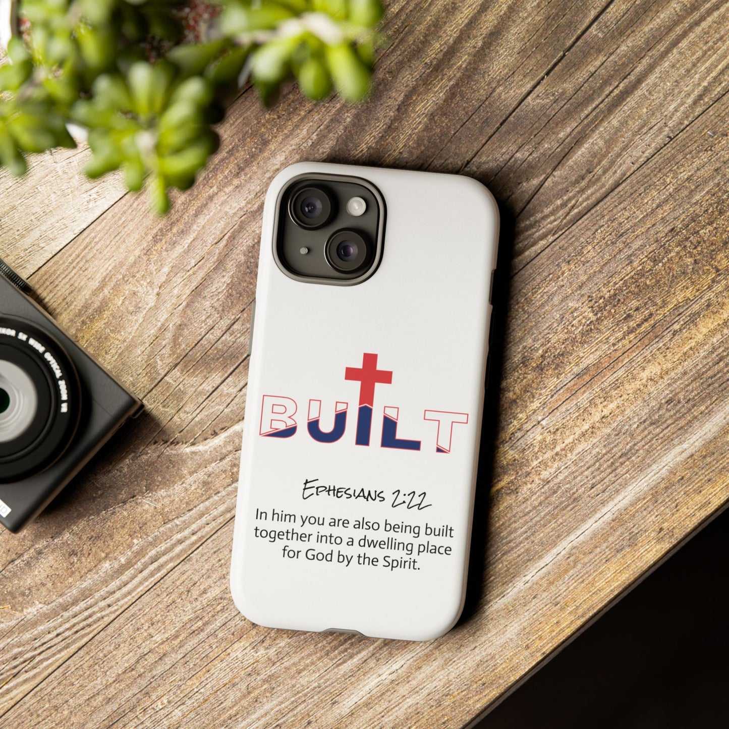 Built Cross Logo with Ephesians 2:22 Scripture Phone Case