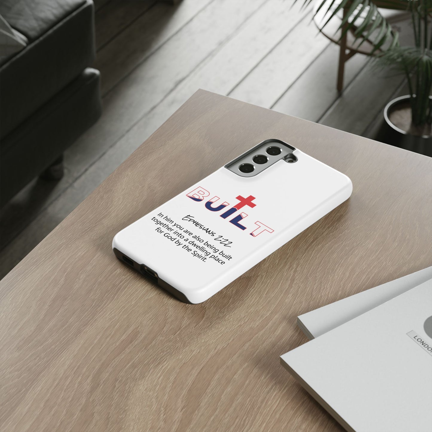 Built Cross Logo with Ephesians 2:22 Scripture Phone Case
